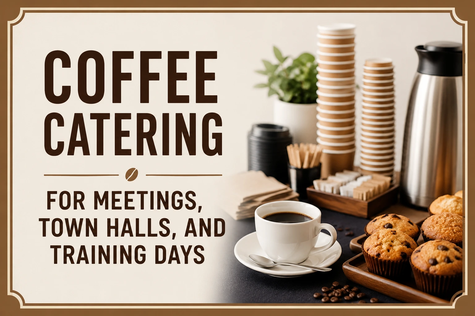 Coffee catering setup for meetings, town halls, and training days